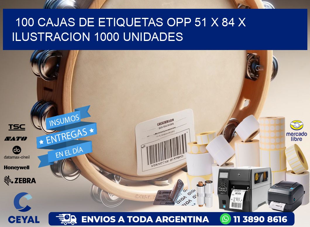 100 CAJAS DE ETIQUETAS OPP 51 x 84 X ILUSTRACION 1000 UNIDADES