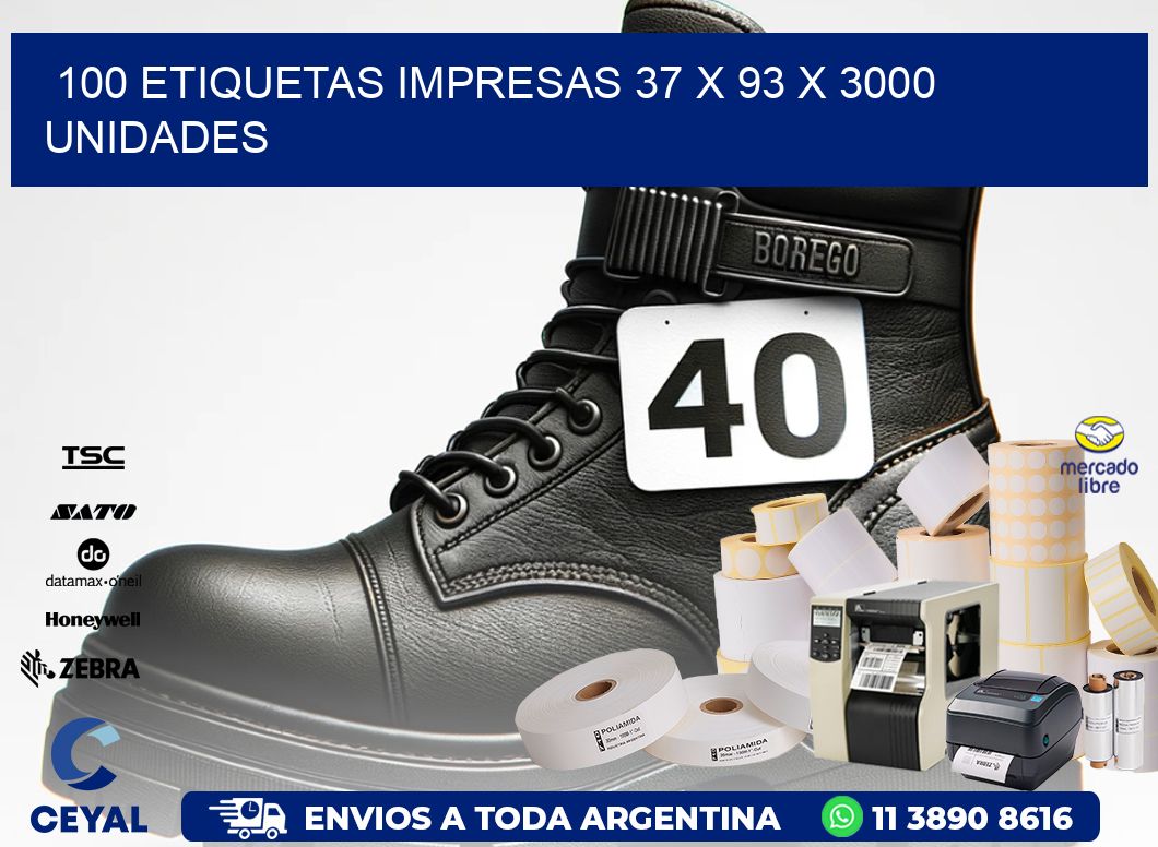 100 ETIQUETAS IMPRESAS 37 x 93 X 3000 UNIDADES