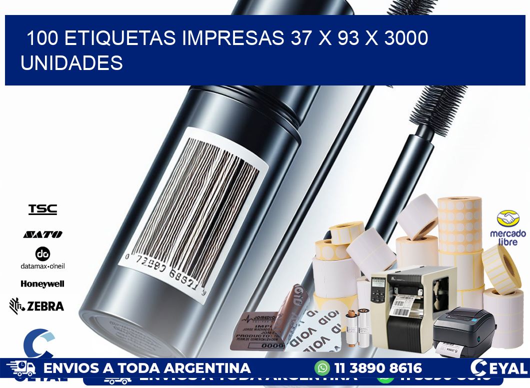 100 ETIQUETAS IMPRESAS 37 x 93 X 3000 UNIDADES
