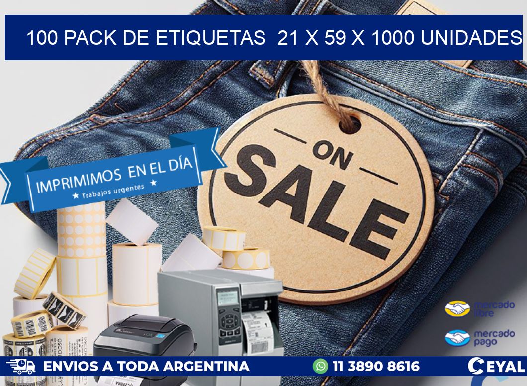 100 PACK DE ETIQUETAS  21 x 59 X 1000 UNIDADES