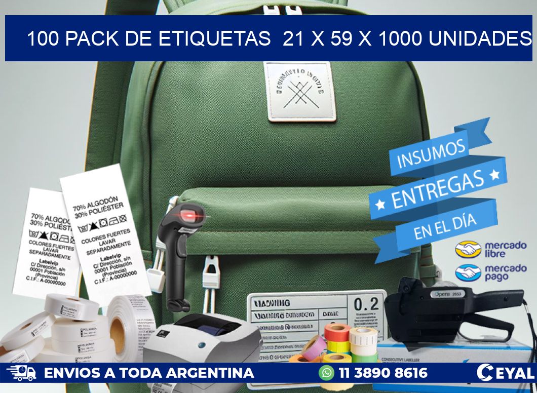 100 PACK DE ETIQUETAS  21 x 59 X 1000 UNIDADES