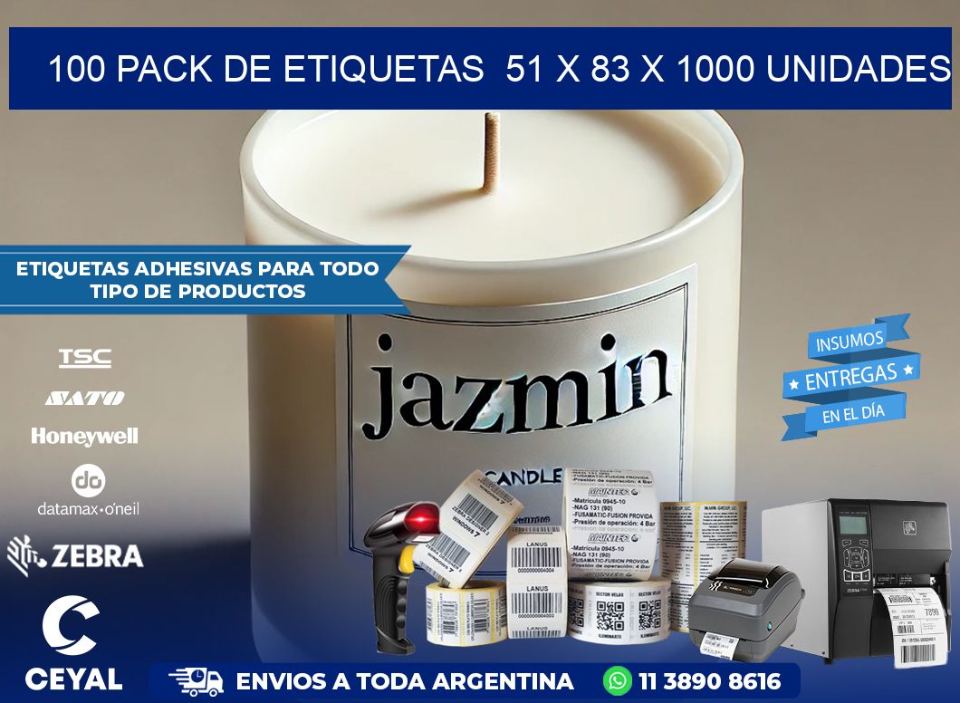 100 PACK DE ETIQUETAS  51 x 83 X 1000 UNIDADES