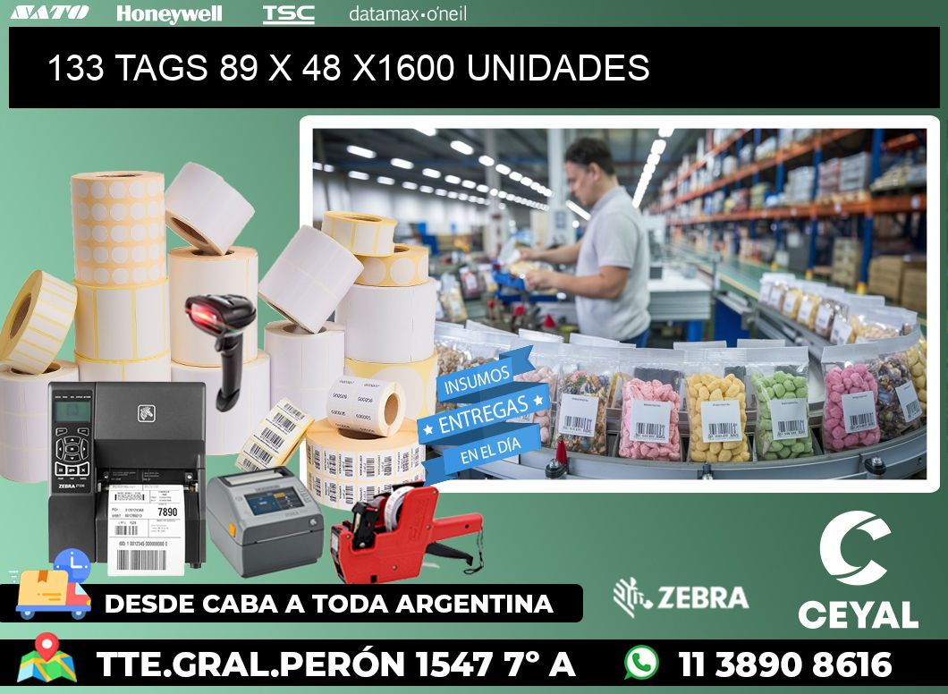 133 TAGS 89 x 48 X1600 UNIDADES