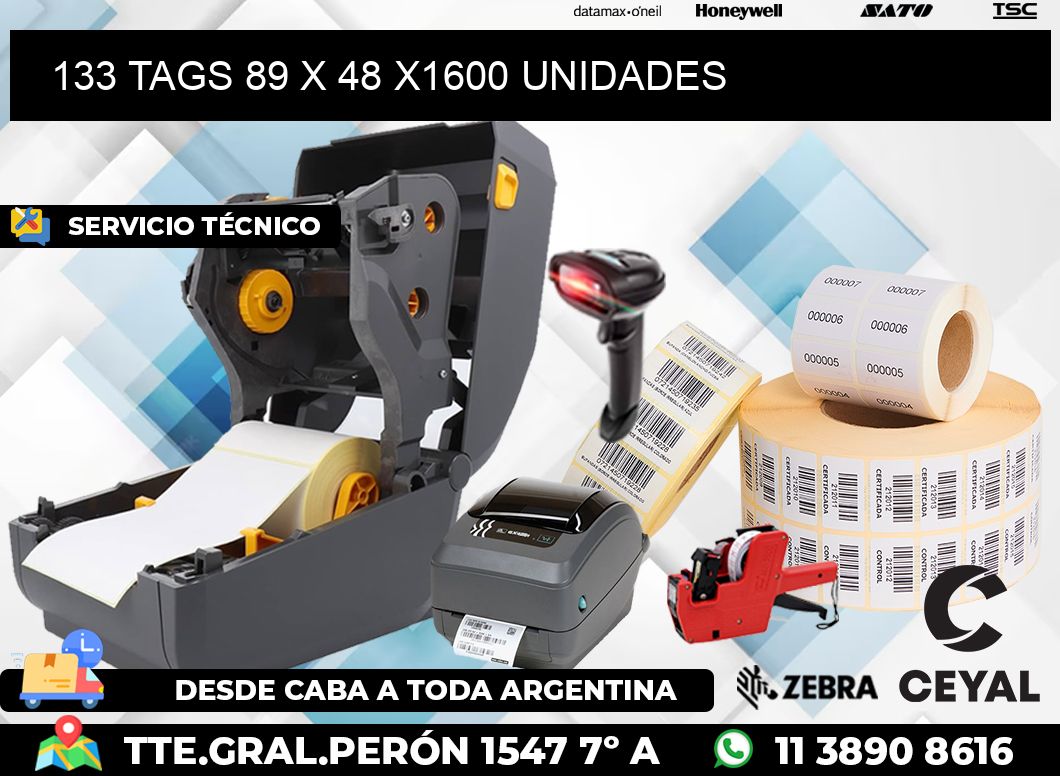 133 TAGS 89 x 48 X1600 UNIDADES