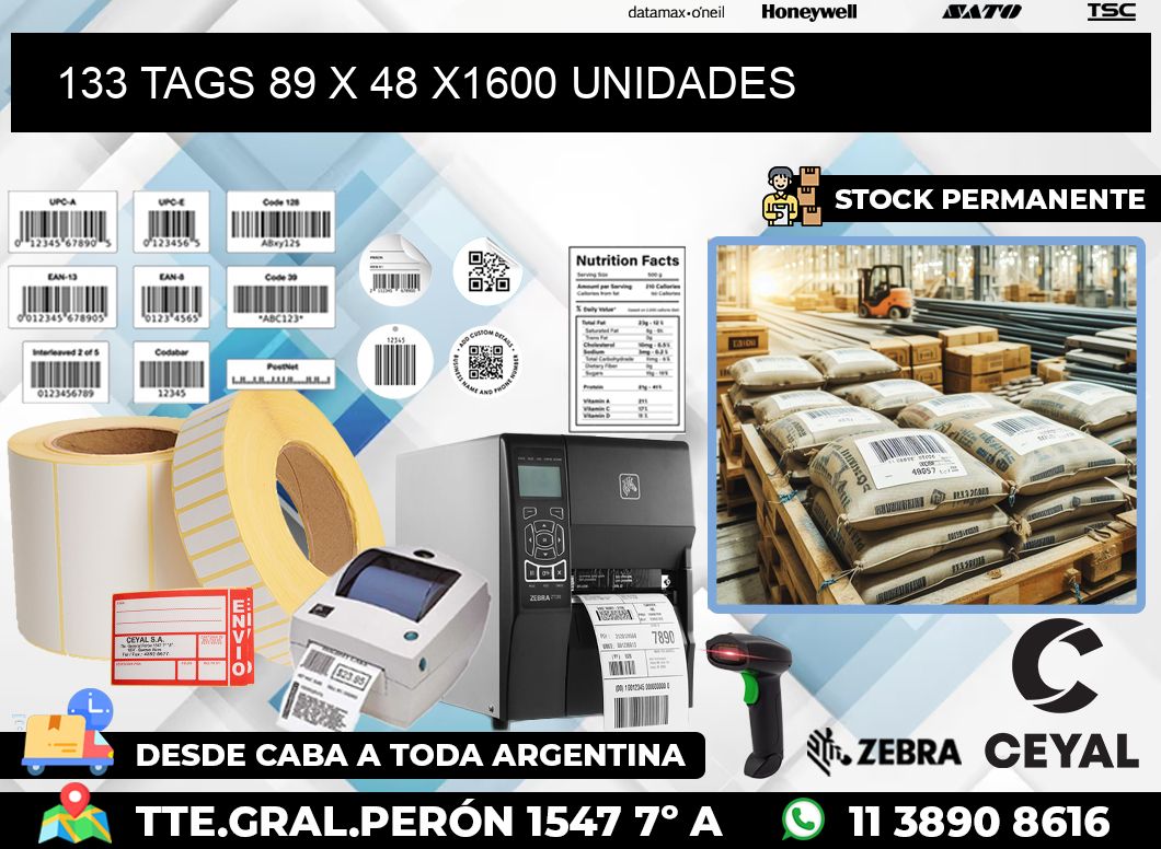 133 TAGS 89 x 48 X1600 UNIDADES