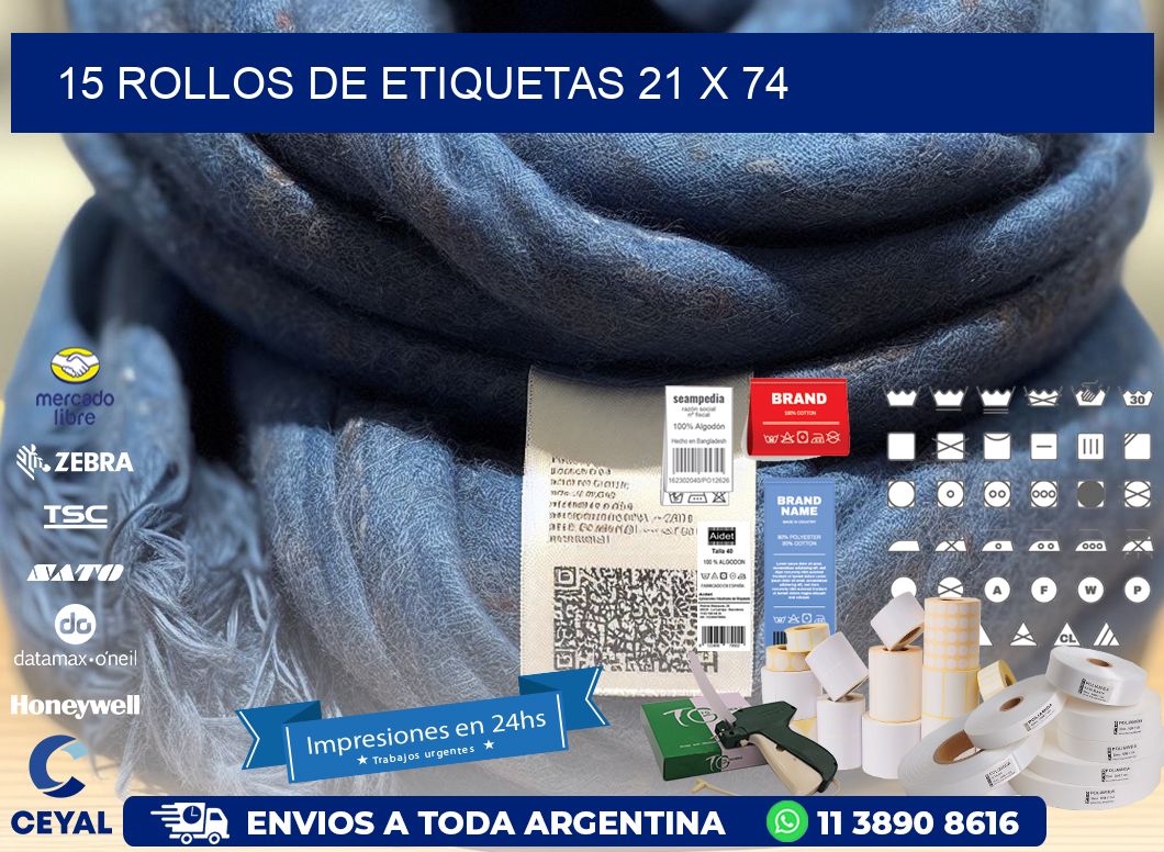 15 ROLLOS DE ETIQUETAS 21 x 74