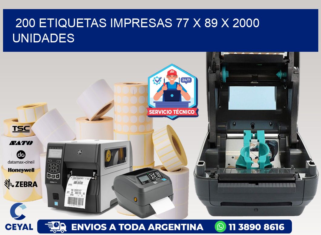 200 ETIQUETAS IMPRESAS 77 x 89 X 2000 UNIDADES