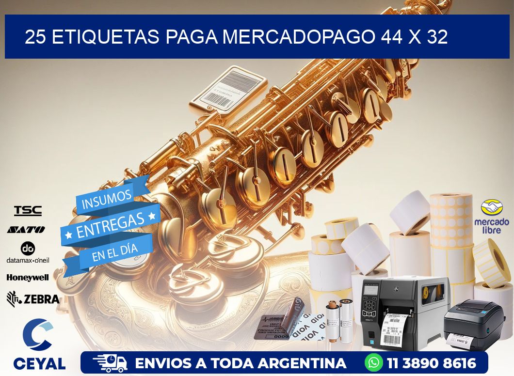 25 ETIQUETAS PAGA MERCADOPAGO 44 x 32