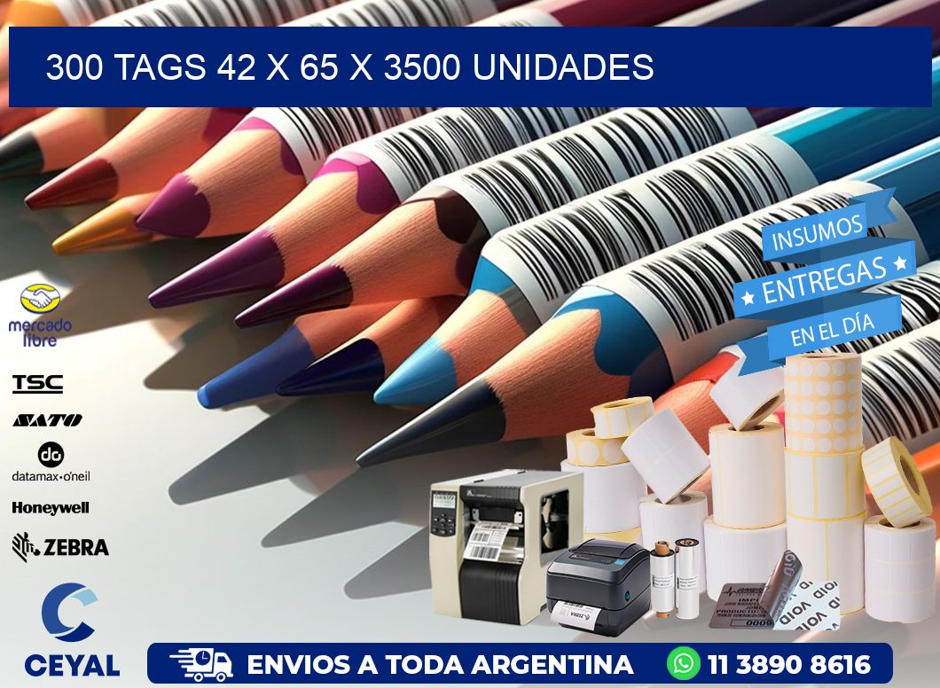 300 TAGS 42 x 65 X 3500 UNIDADES