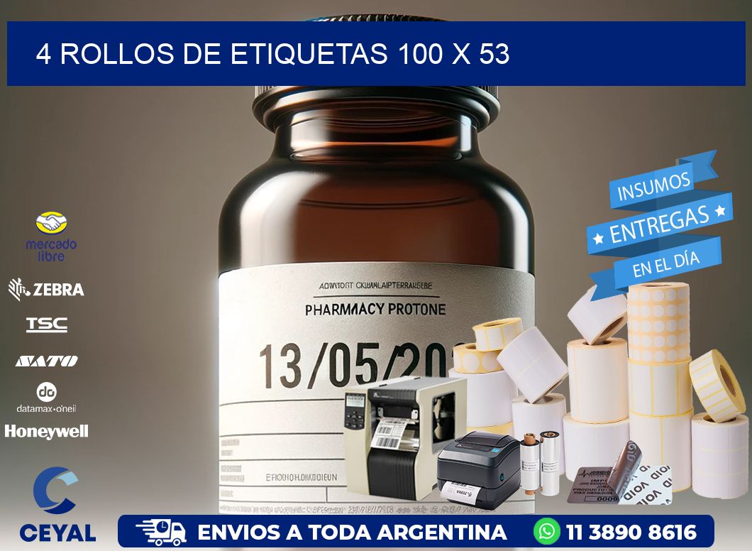 4 ROLLOS DE ETIQUETAS 100 x 53