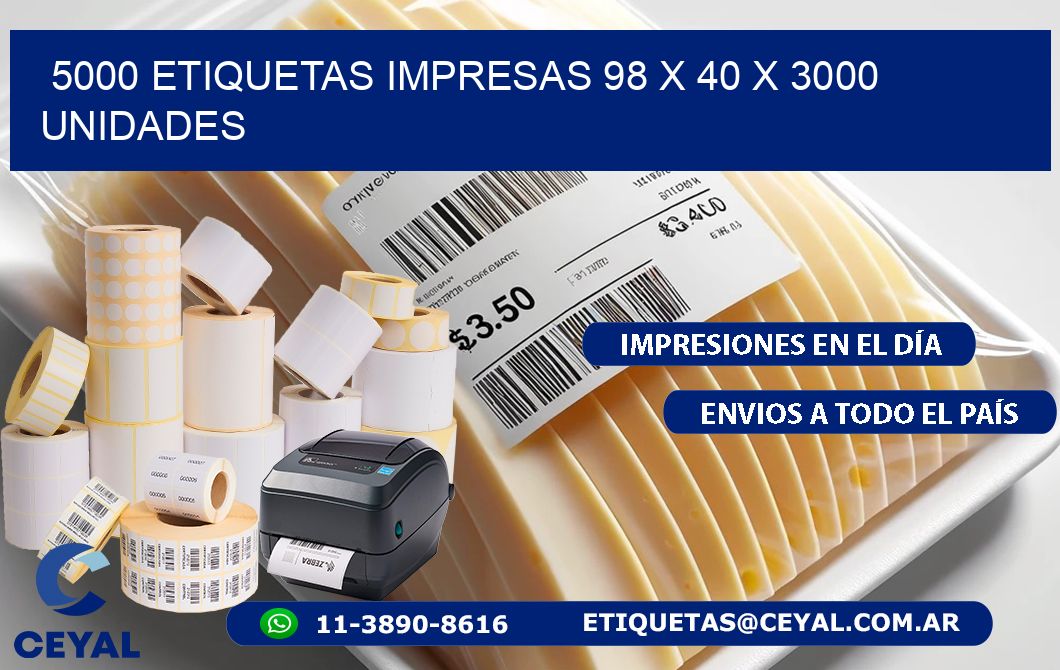 5000 ETIQUETAS IMPRESAS 98 x 40 X 3000 UNIDADES