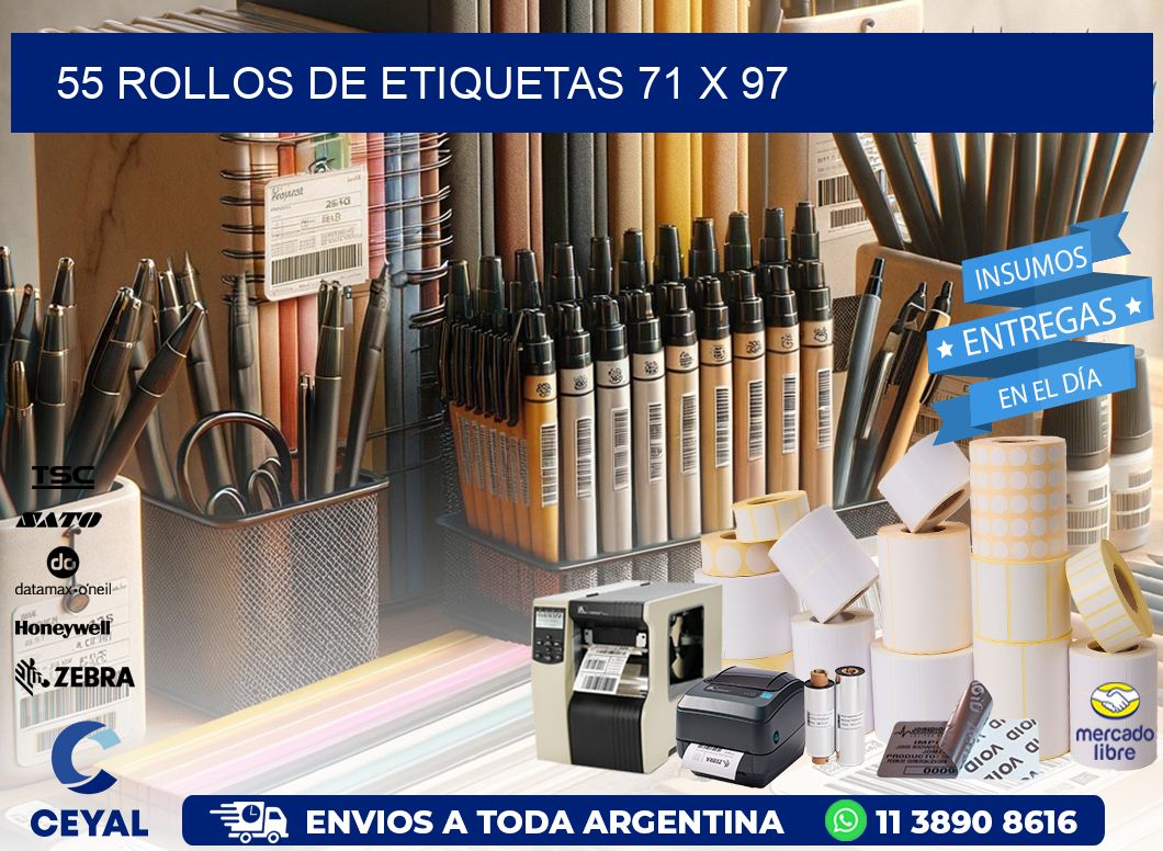55 ROLLOS DE ETIQUETAS 71 x 97