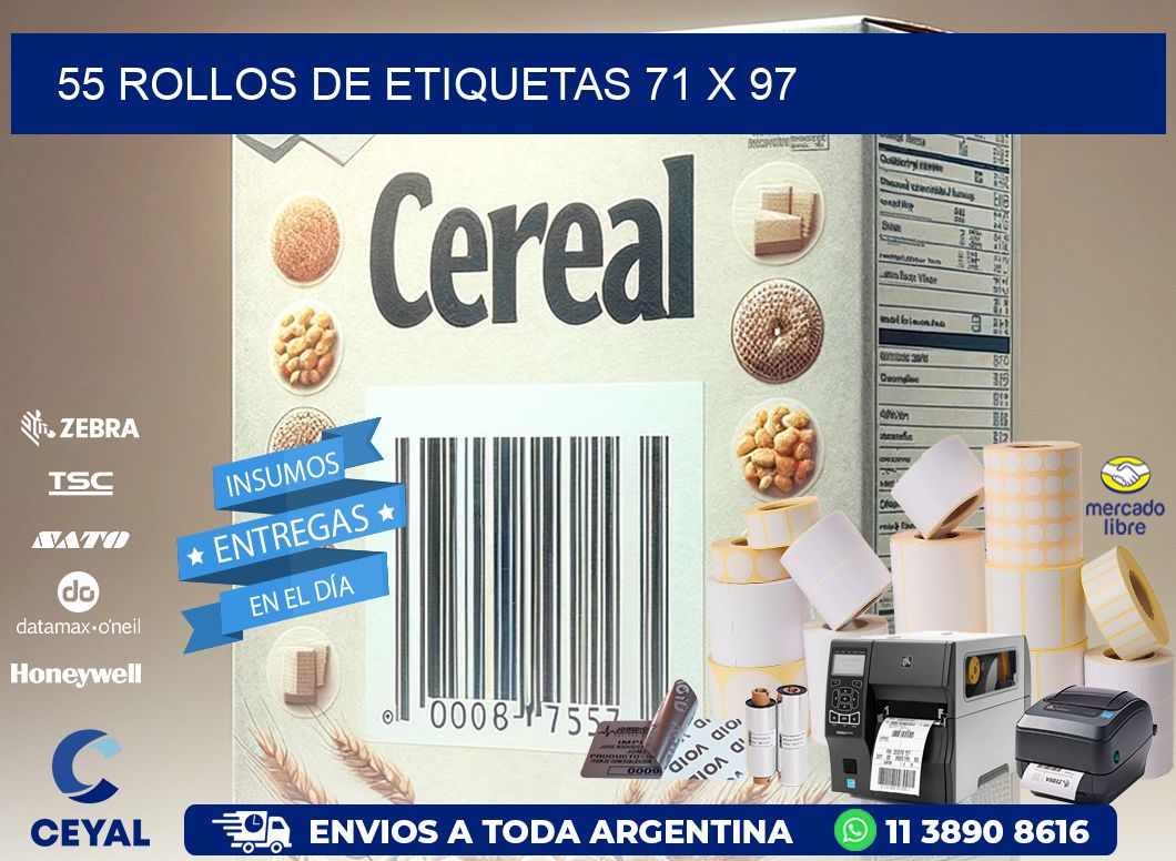 55 ROLLOS DE ETIQUETAS 71 x 97