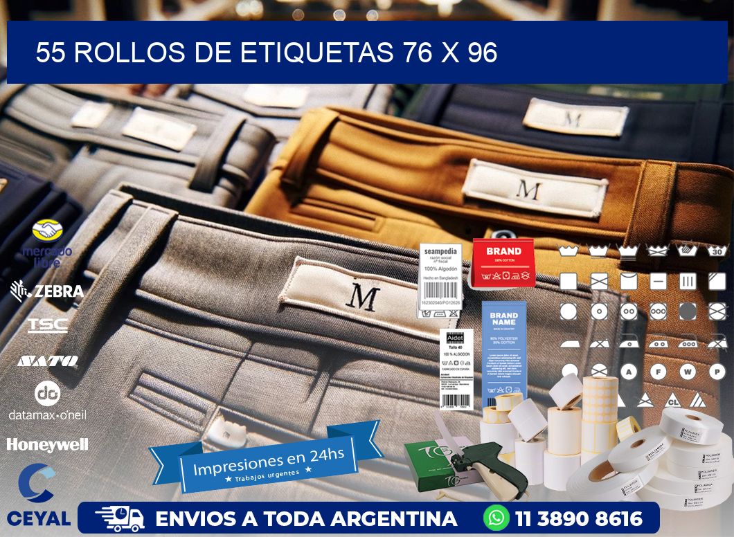55 ROLLOS DE ETIQUETAS 76 x 96
