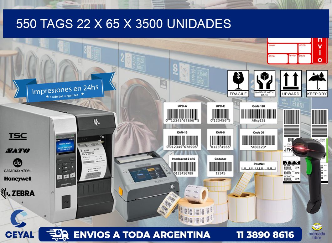 550 TAGS 22 x 65 X 3500 UNIDADES
