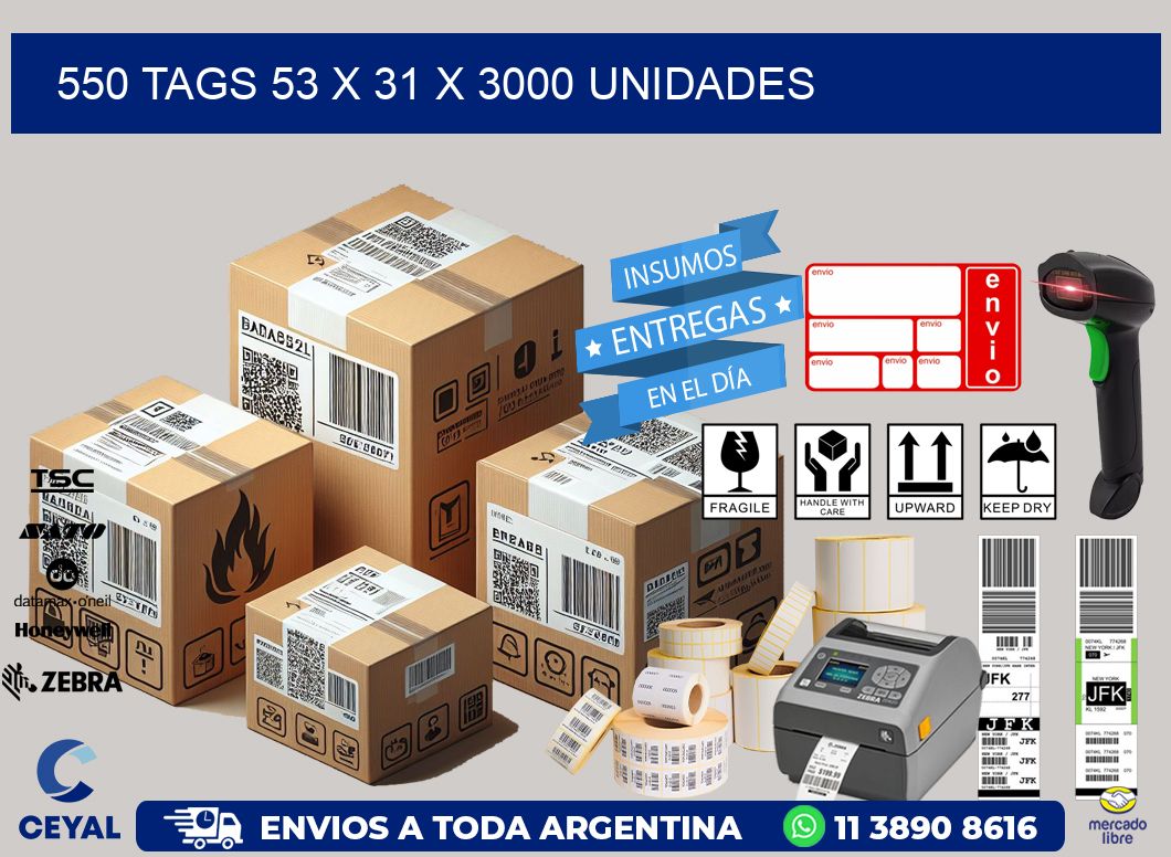 550 TAGS 53 x 31 X 3000 UNIDADES