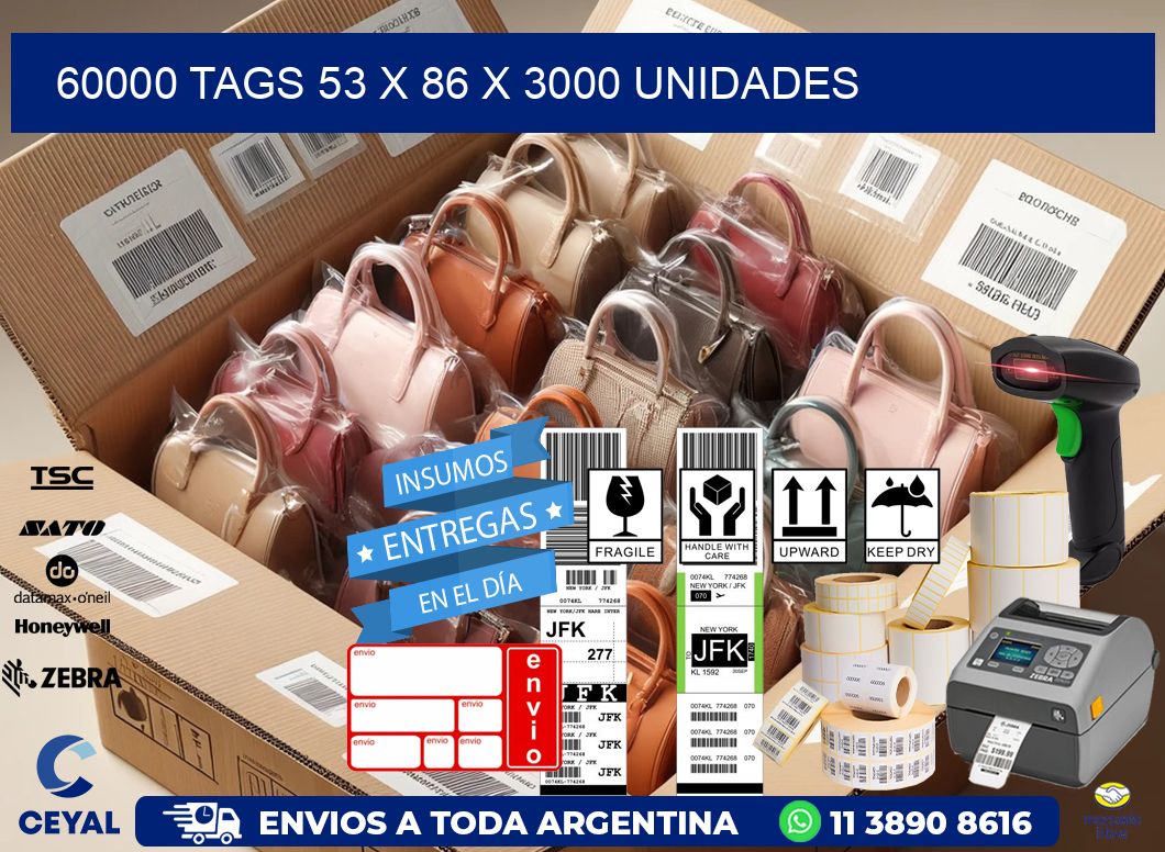 60000 TAGS 53 x 86 X 3000 UNIDADES
