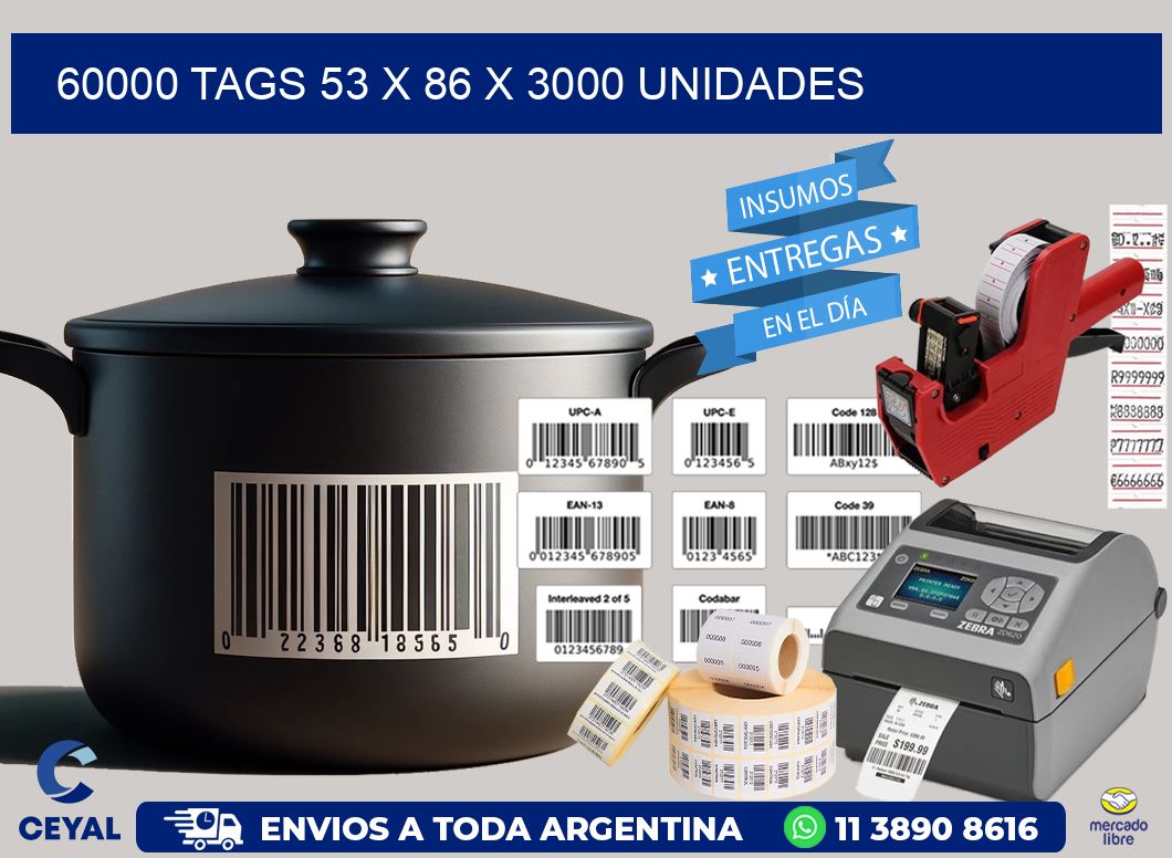 60000 TAGS 53 x 86 X 3000 UNIDADES