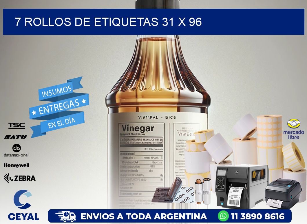 7 ROLLOS DE ETIQUETAS 31 x 96