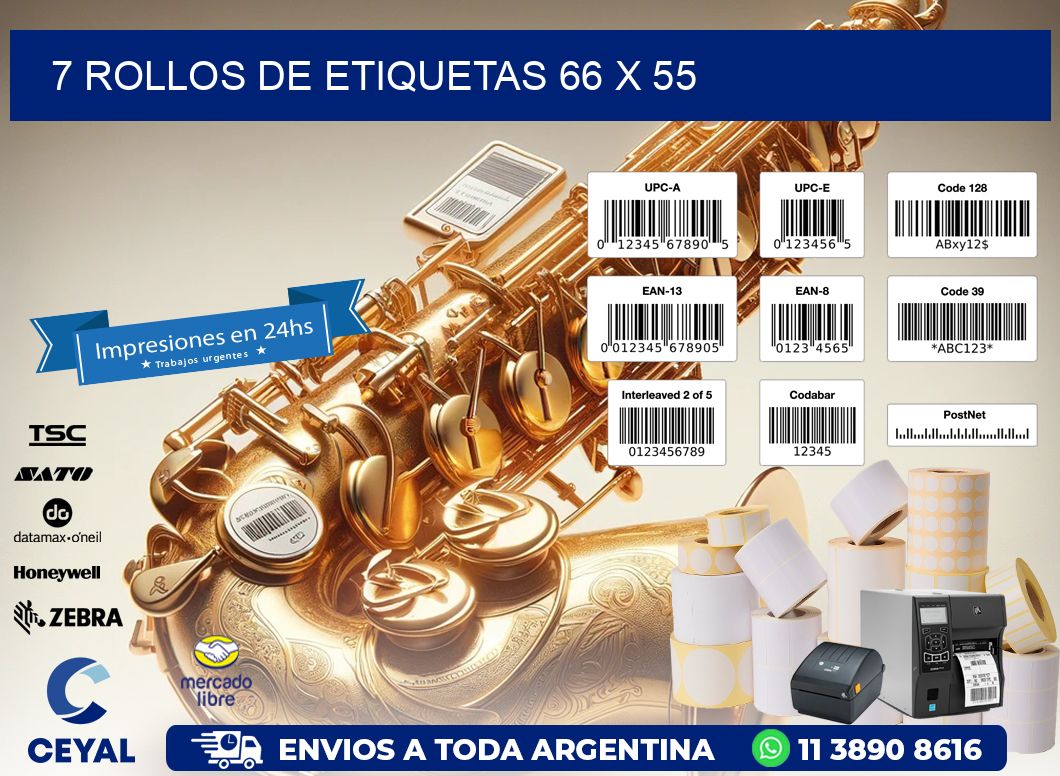 7 ROLLOS DE ETIQUETAS 66 x 55