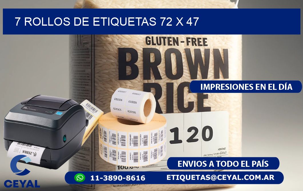 7 ROLLOS DE ETIQUETAS 72 x 47