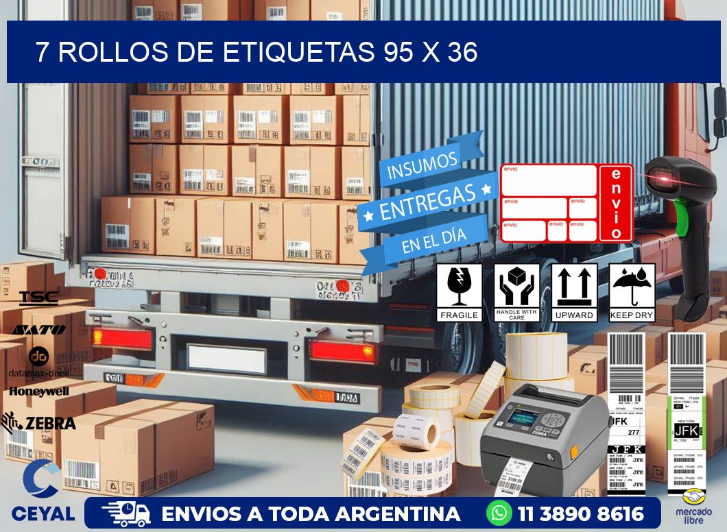 7 ROLLOS DE ETIQUETAS 95 x 36