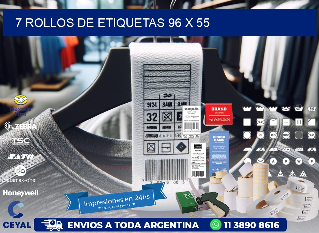 7 ROLLOS DE ETIQUETAS 96 x 55
