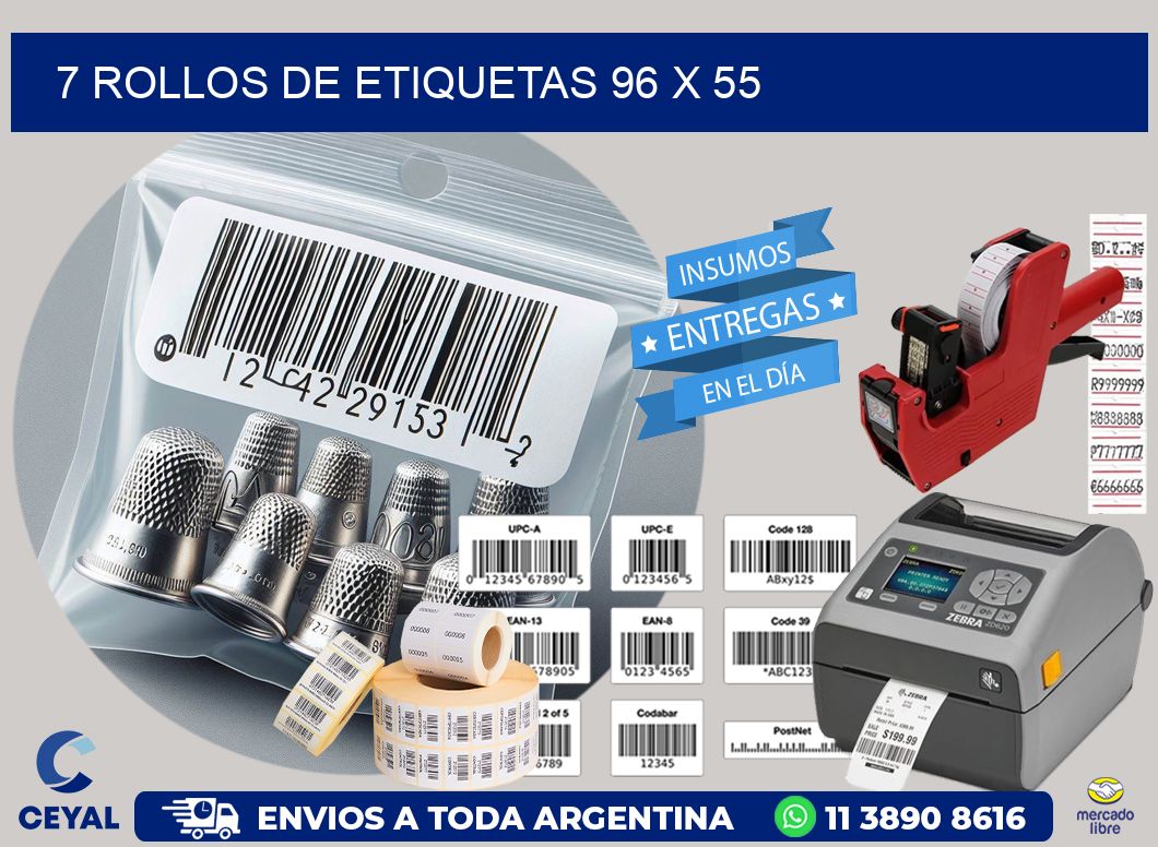 7 ROLLOS DE ETIQUETAS 96 x 55
