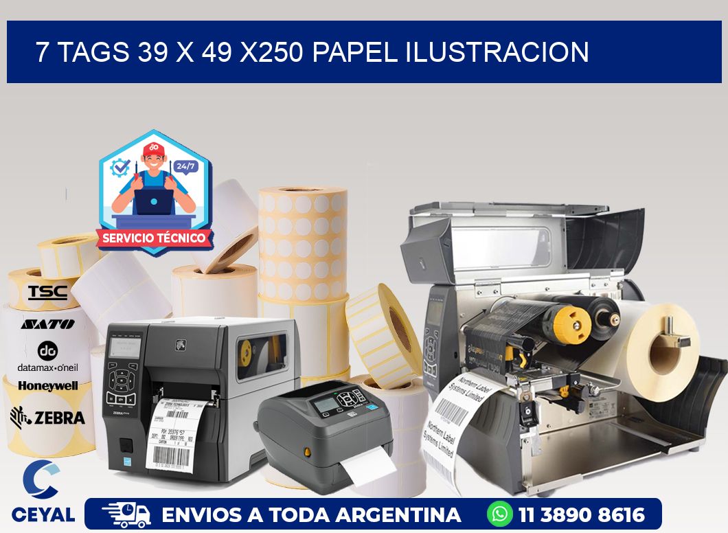 7 TAGS 39 x 49 X250 PAPEL ILUSTRACION
