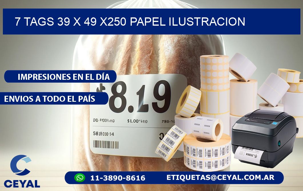 7 TAGS 39 x 49 X250 PAPEL ILUSTRACION