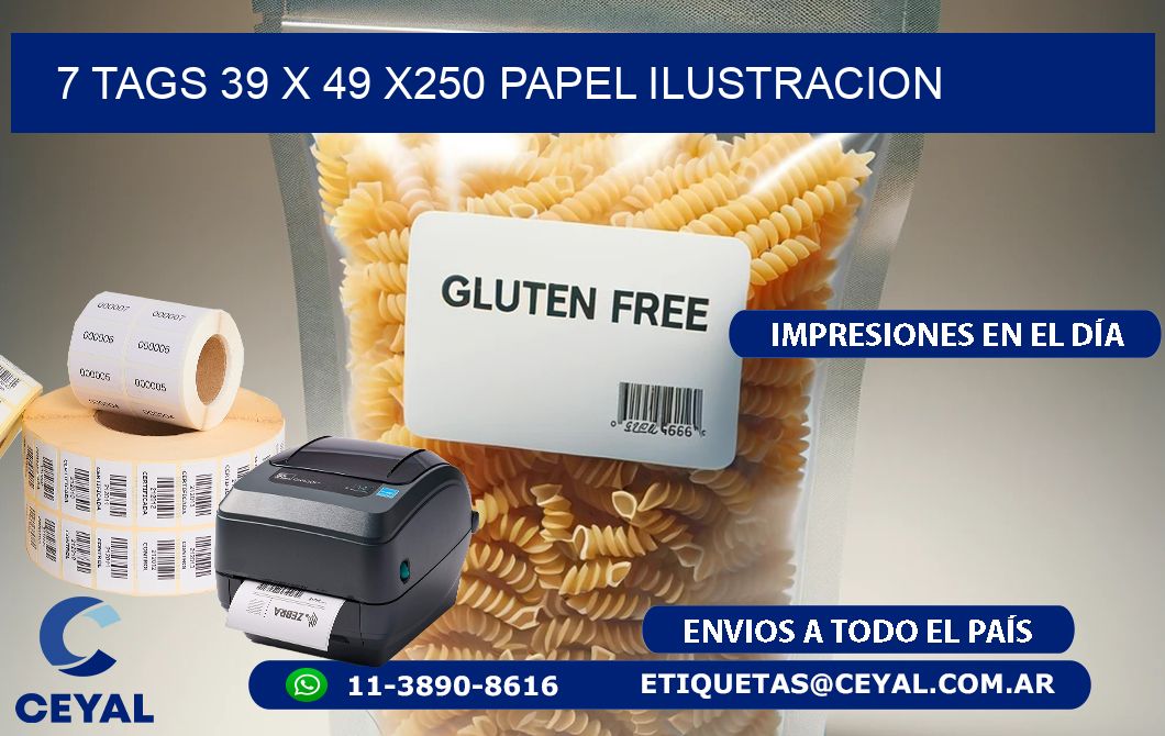 7 TAGS 39 x 49 X250 PAPEL ILUSTRACION