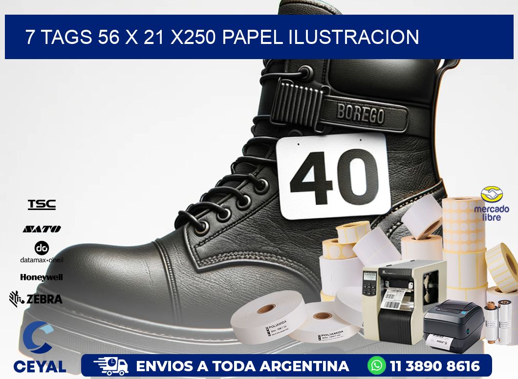 7 TAGS 56 x 21 X250 PAPEL ILUSTRACION