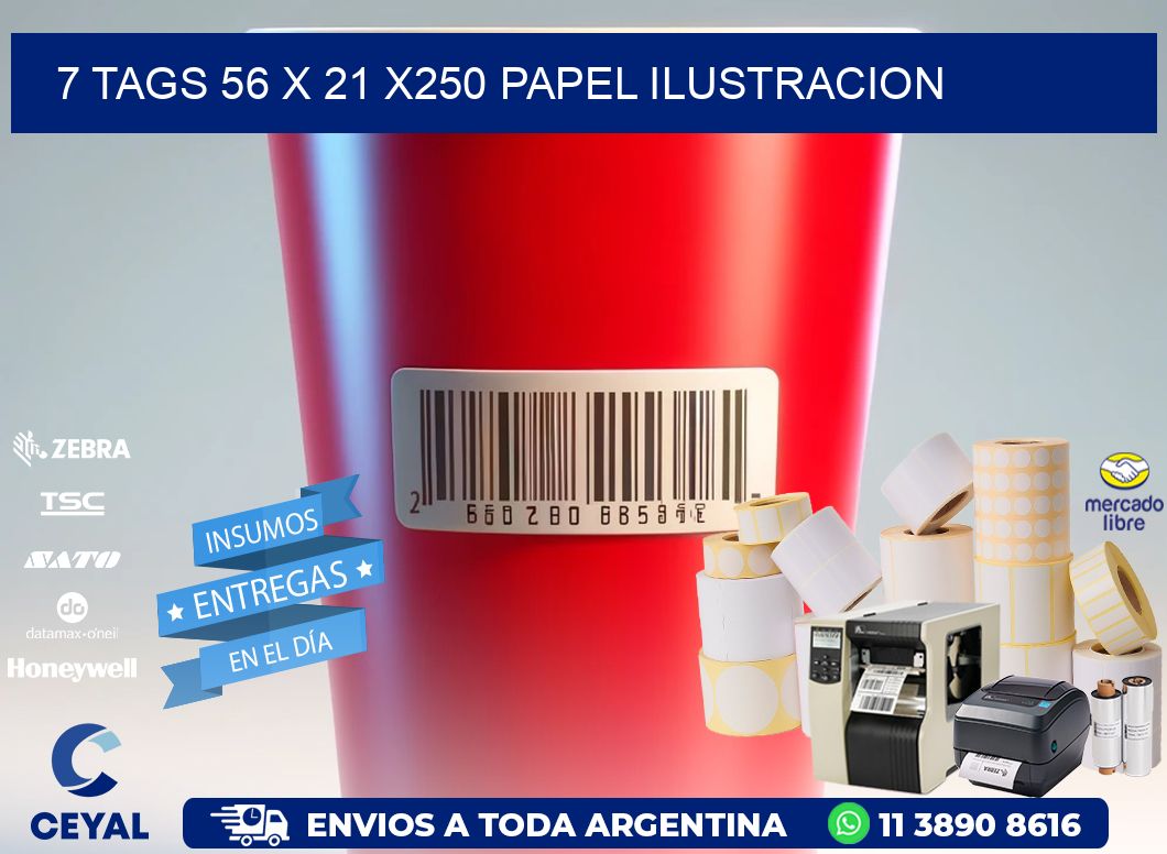 7 TAGS 56 x 21 X250 PAPEL ILUSTRACION