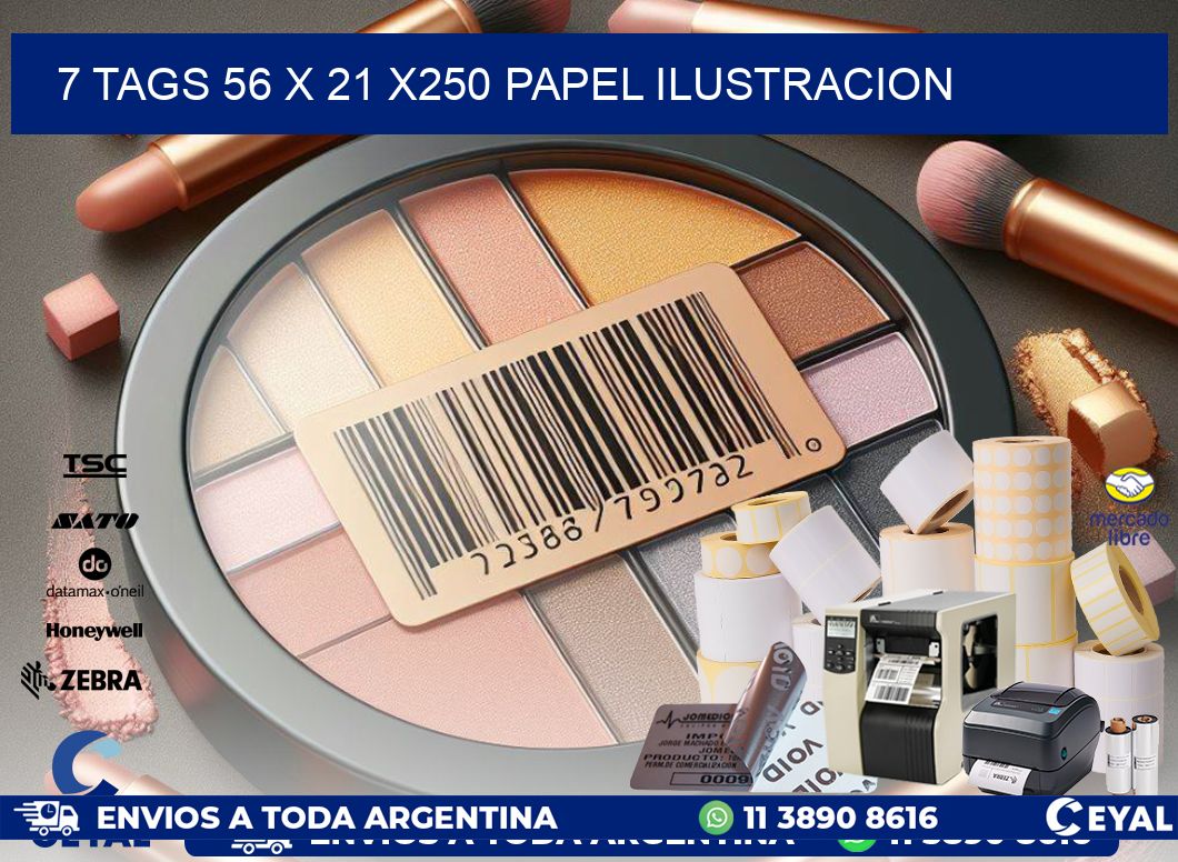 7 TAGS 56 x 21 X250 PAPEL ILUSTRACION