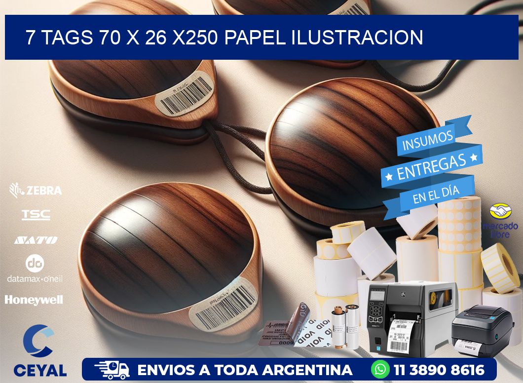7 TAGS 70 x 26 X250 PAPEL ILUSTRACION