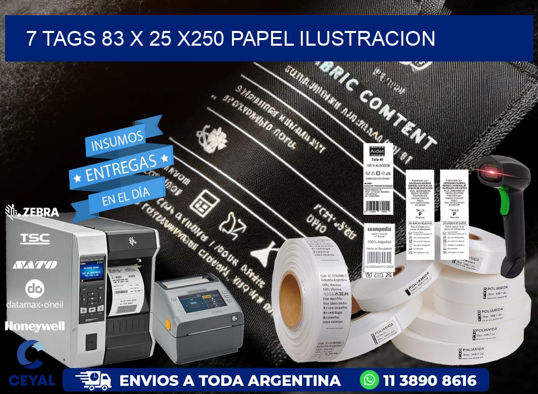 7 TAGS 83 x 25 X250 PAPEL ILUSTRACION