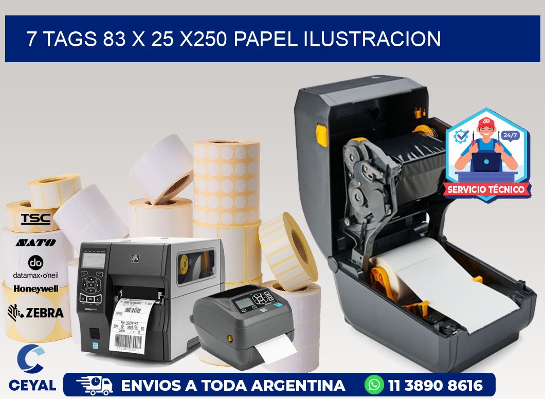 7 TAGS 83 x 25 X250 PAPEL ILUSTRACION