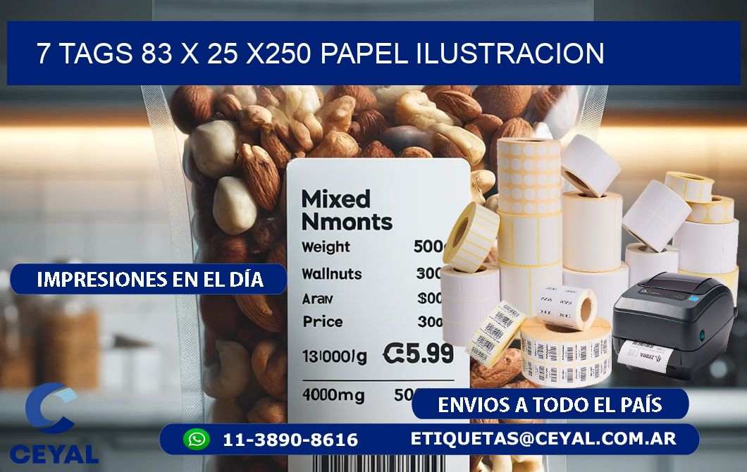 7 TAGS 83 x 25 X250 PAPEL ILUSTRACION