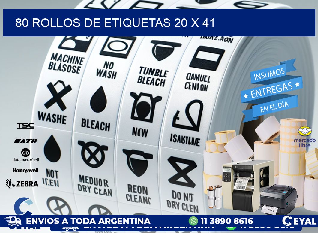 80 ROLLOS DE ETIQUETAS 20 x 41