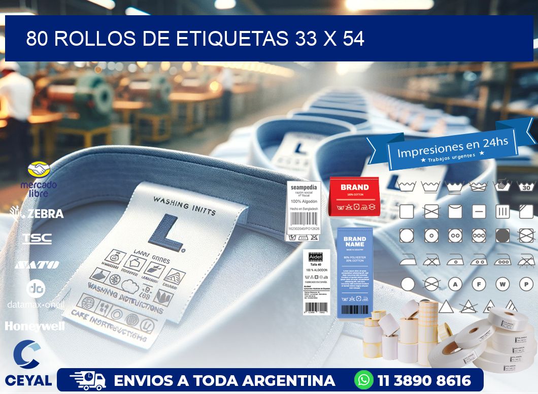 80 ROLLOS DE ETIQUETAS 33 x 54
