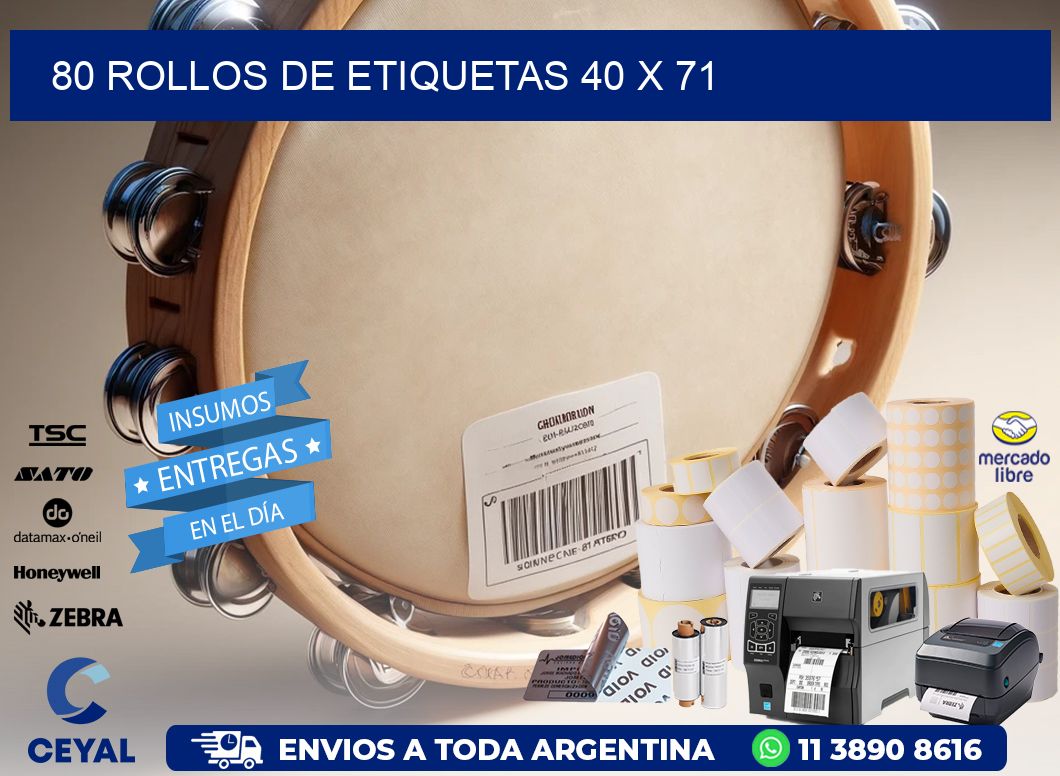 80 ROLLOS DE ETIQUETAS 40 x 71