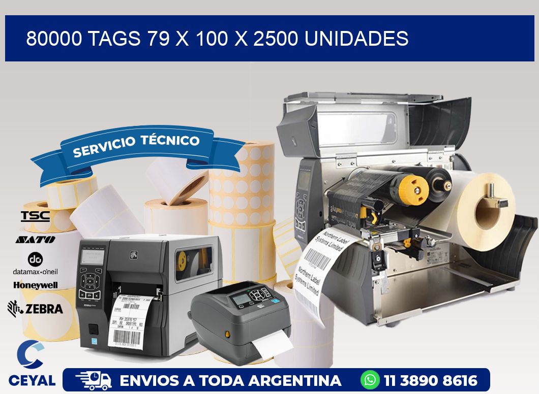 80000 TAGS 79 x 100 X 2500 UNIDADES