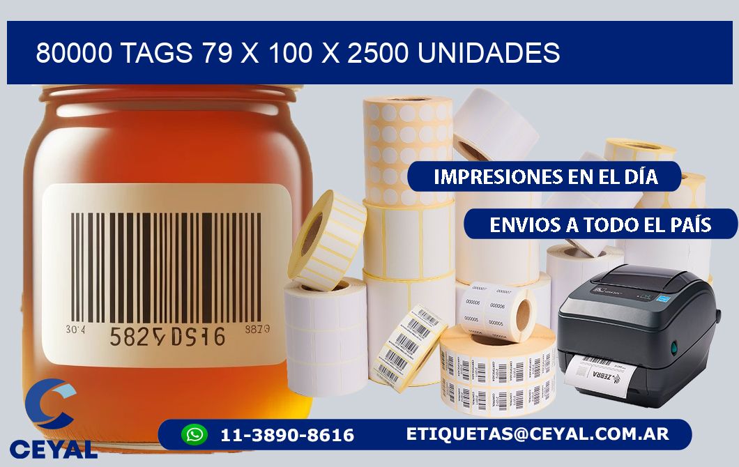 80000 TAGS 79 x 100 X 2500 UNIDADES