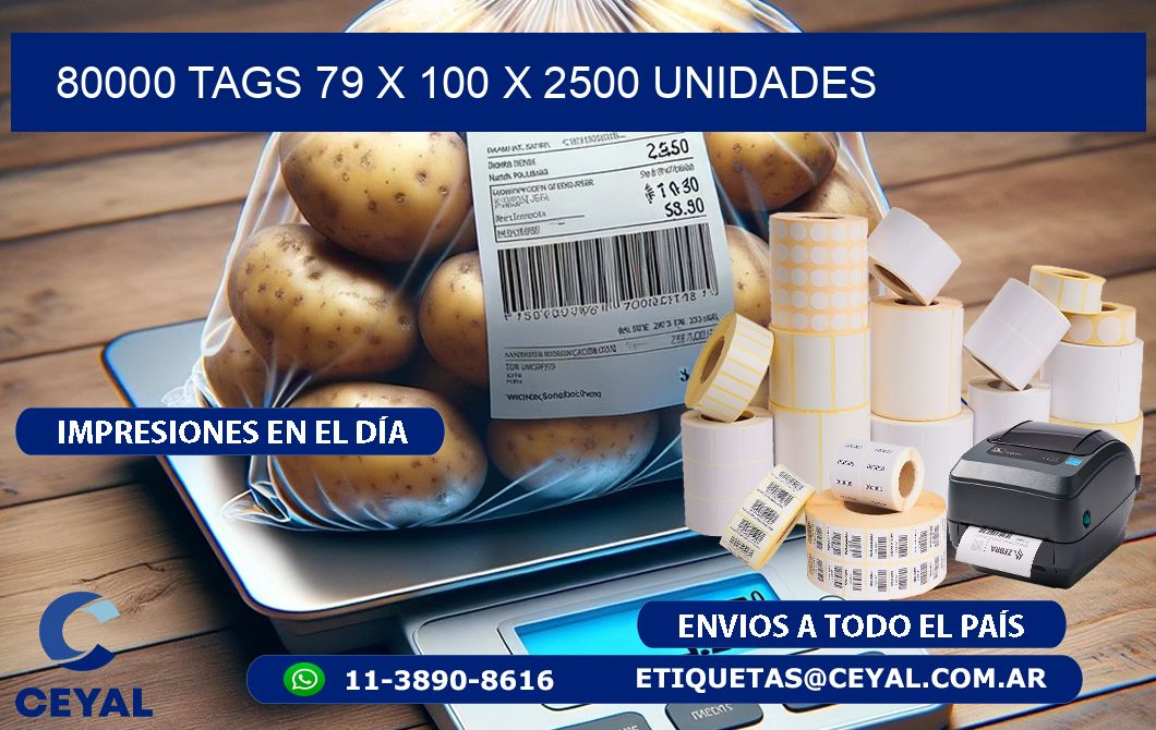 80000 TAGS 79 x 100 X 2500 UNIDADES