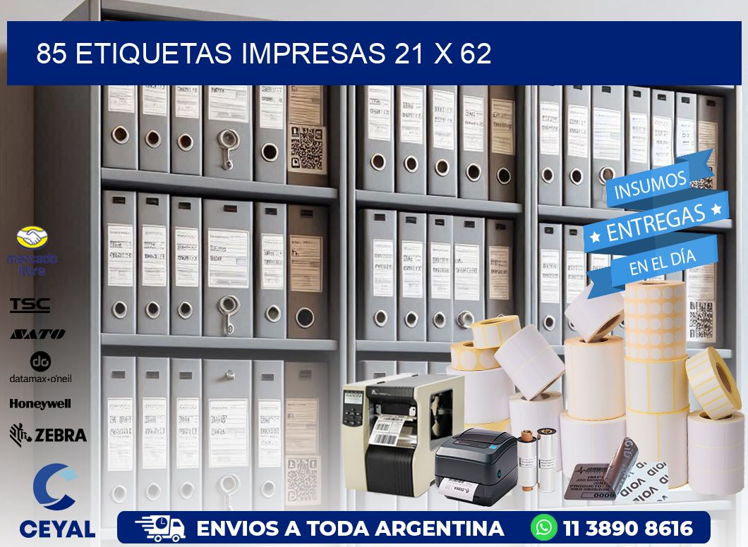 85 ETIQUETAS IMPRESAS 21 x 62