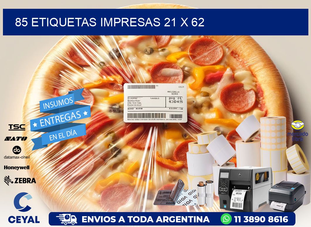 85 ETIQUETAS IMPRESAS 21 x 62