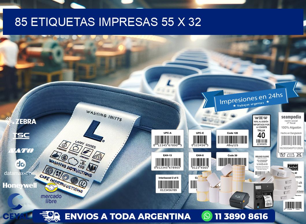85 ETIQUETAS IMPRESAS 55 x 32