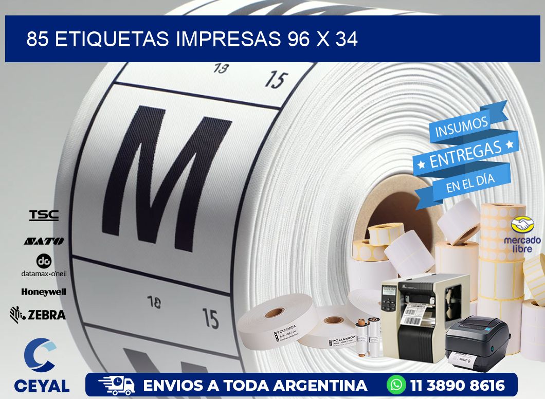 85 ETIQUETAS IMPRESAS 96 x 34