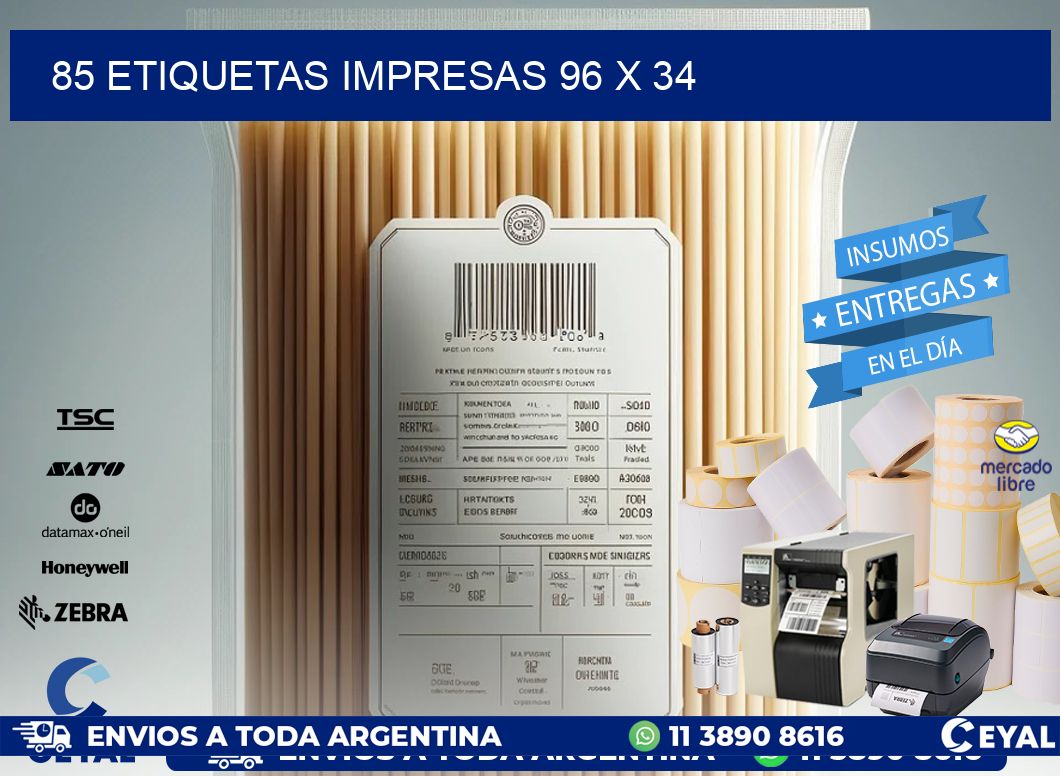 85 ETIQUETAS IMPRESAS 96 x 34