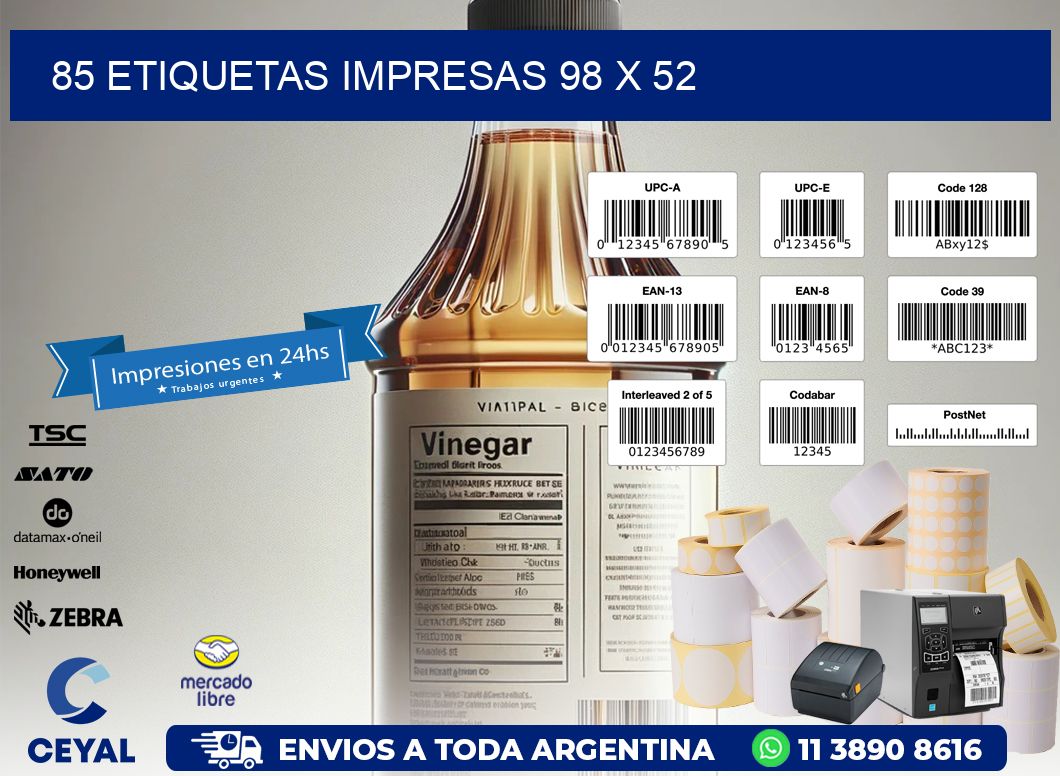 85 ETIQUETAS IMPRESAS 98 x 52